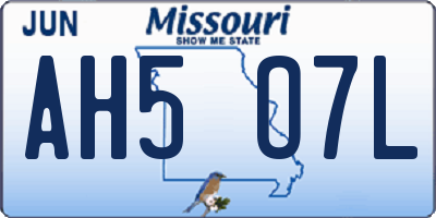 MO license plate AH5O7L