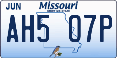 MO license plate AH5O7P