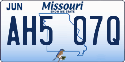 MO license plate AH5O7Q