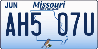 MO license plate AH5O7U
