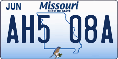 MO license plate AH5O8A