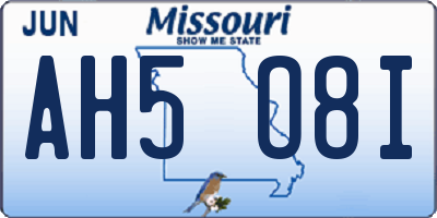 MO license plate AH5O8I