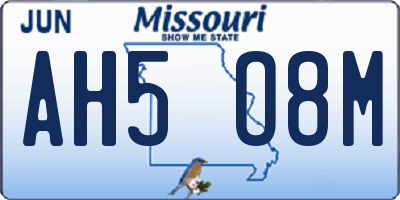 MO license plate AH5O8M