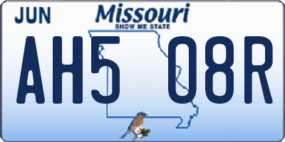 MO license plate AH5O8R