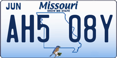 MO license plate AH5O8Y