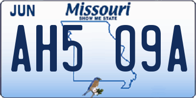 MO license plate AH5O9A