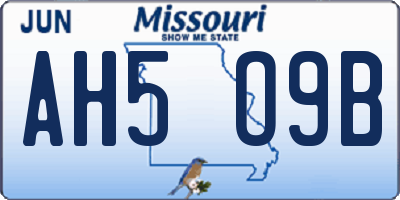 MO license plate AH5O9B