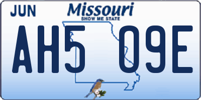MO license plate AH5O9E