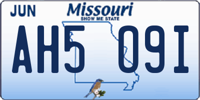 MO license plate AH5O9I