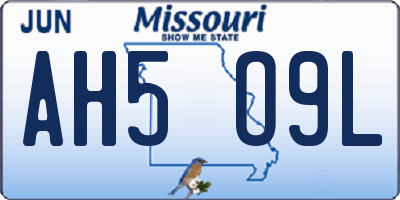 MO license plate AH5O9L