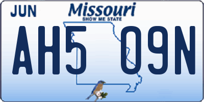 MO license plate AH5O9N