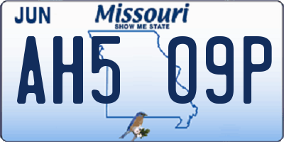 MO license plate AH5O9P