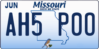 MO license plate AH5P0O