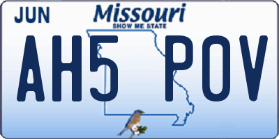 MO license plate AH5P0V