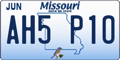 MO license plate AH5P1O