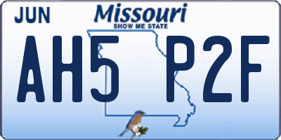 MO license plate AH5P2F
