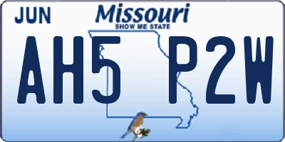 MO license plate AH5P2W