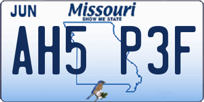 MO license plate AH5P3F