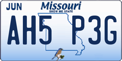 MO license plate AH5P3G