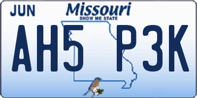 MO license plate AH5P3K