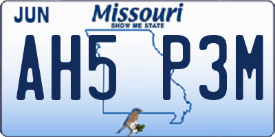 MO license plate AH5P3M