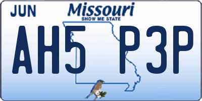 MO license plate AH5P3P