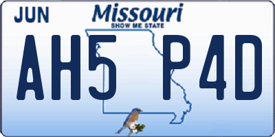MO license plate AH5P4D