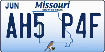 MO license plate AH5P4F