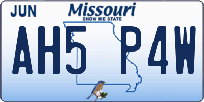 MO license plate AH5P4W