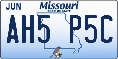 MO license plate AH5P5C
