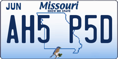 MO license plate AH5P5D