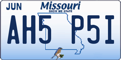 MO license plate AH5P5I
