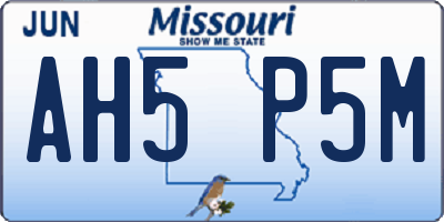 MO license plate AH5P5M