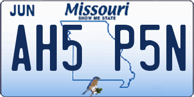 MO license plate AH5P5N