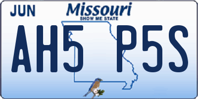 MO license plate AH5P5S