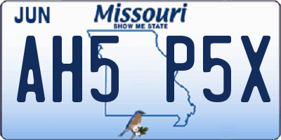 MO license plate AH5P5X