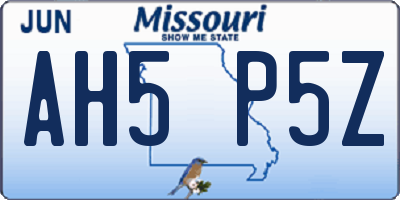 MO license plate AH5P5Z