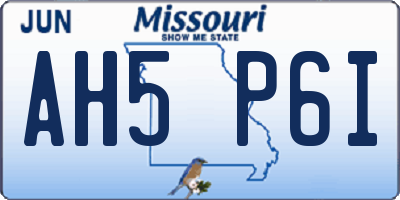 MO license plate AH5P6I