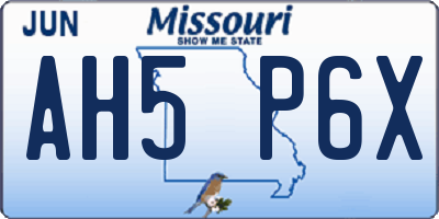 MO license plate AH5P6X