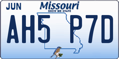MO license plate AH5P7D