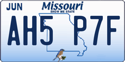 MO license plate AH5P7F