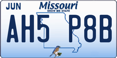 MO license plate AH5P8B