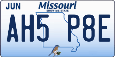 MO license plate AH5P8E