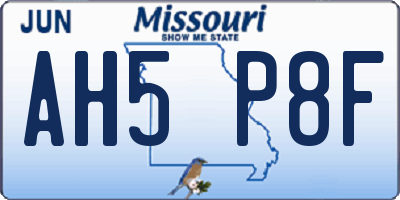 MO license plate AH5P8F