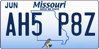 MO license plate AH5P8Z