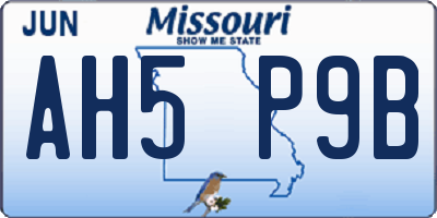 MO license plate AH5P9B