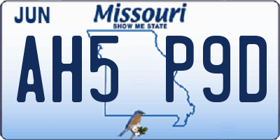 MO license plate AH5P9D