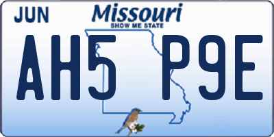 MO license plate AH5P9E