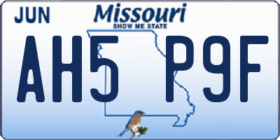 MO license plate AH5P9F