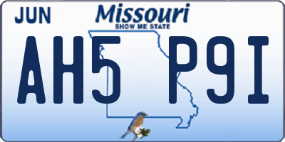 MO license plate AH5P9I